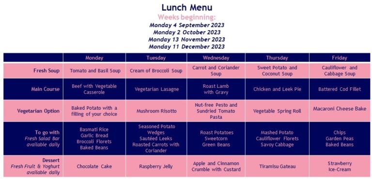 Autumn Term 2023 Menu 1