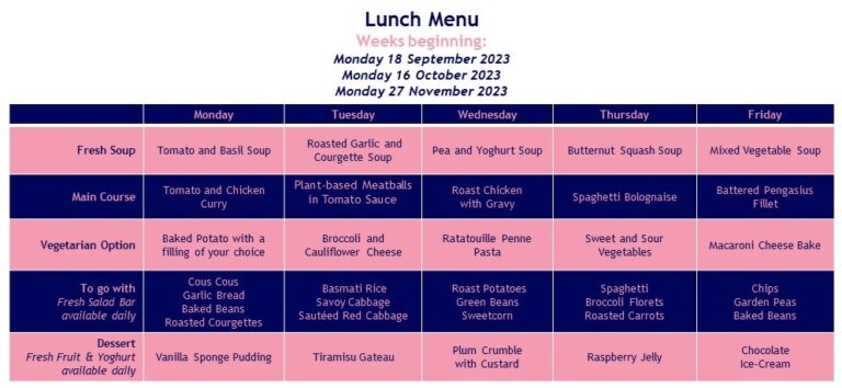 Autumn Term 2023 Menu 3