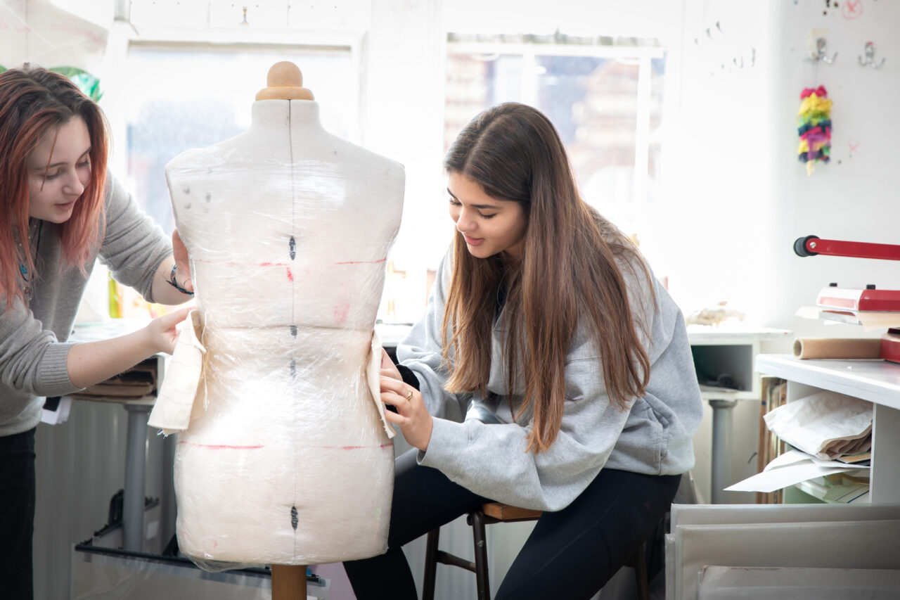 Sixth formers doing textiles